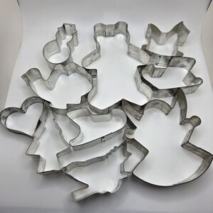 Vintage Aluminum Cookie Cutters Lot Of 10 Holiday Shapes Witch Turkey Heart